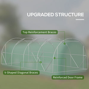 Improved tunnel greenhouse with wind resistance, mesh door and windows, green