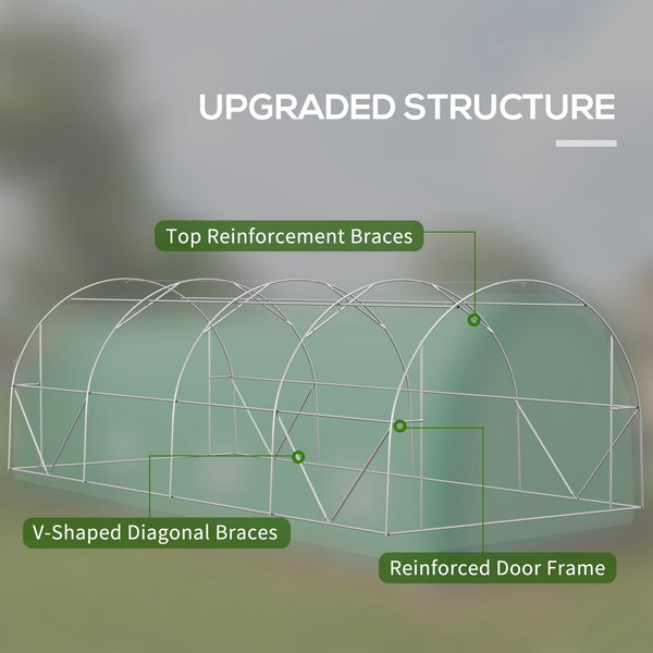 Improved tunnel greenhouse with wind resistance, mesh door and windows, green