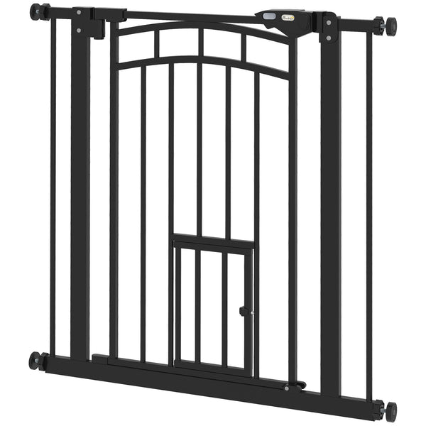 Self-closing pet gate, black