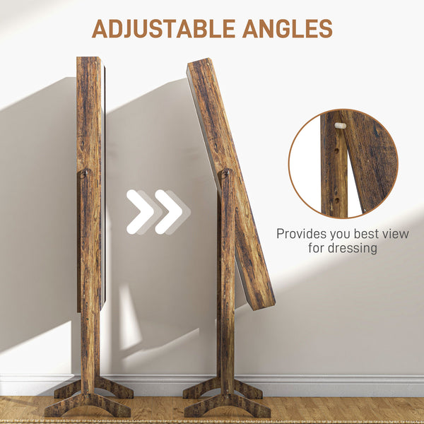 Lockable Jewelry Armoire with Full-Length Mirror and Jewelry Storage, Rustic Brown