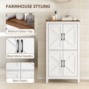 Farmhouse bathroom vanity, white and walnut