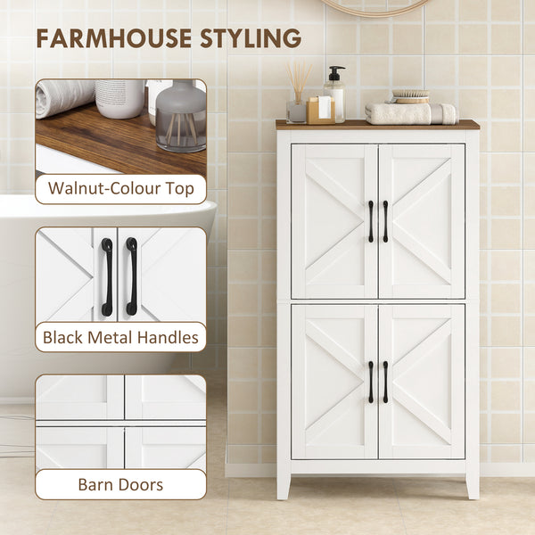 Farmhouse bathroom vanity, white and walnut