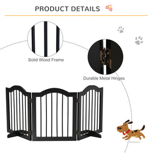 3-Panel Foldable Dog Gate with Support Feet, Black