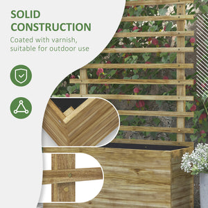 Wooden planter with trellis and 4 wheels