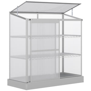 Aluminium cold frame greenhouse, raised protection for planters with a retractable roof