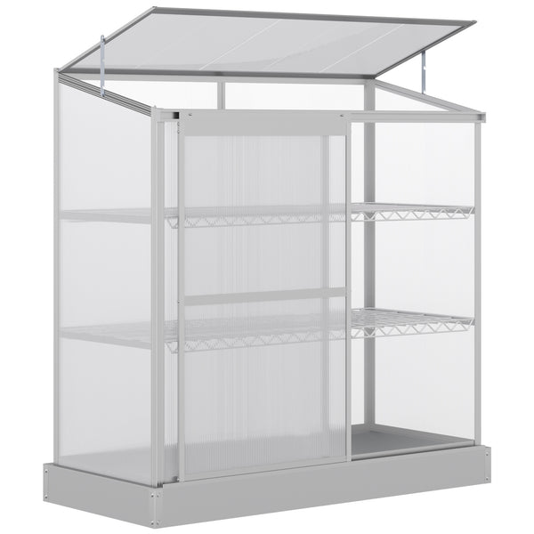 Aluminium cold frame greenhouse, raised protection for planters with a retractable roof