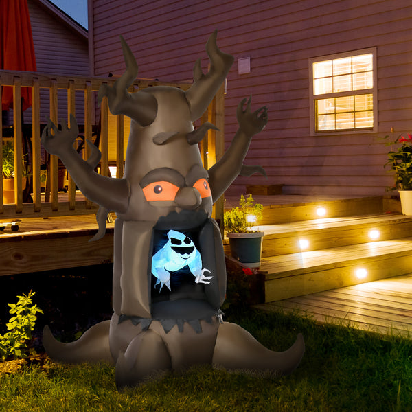 Halloween Inflatable Decoration Haunted Tree with White Ghost, Outdoor LED Display