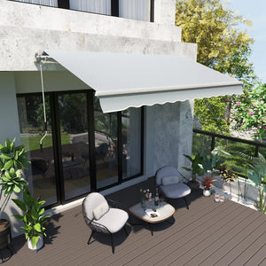 Retractable awning, 11.8 x 8.2 feet, gray 
