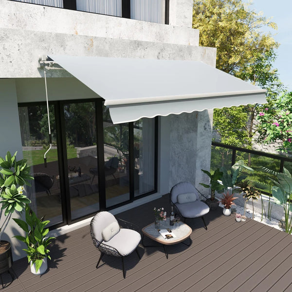 Retractable awning, 11.8 x 8.2 feet, gray 