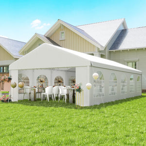16 x 32 ft. white reception tent with removable side walls
