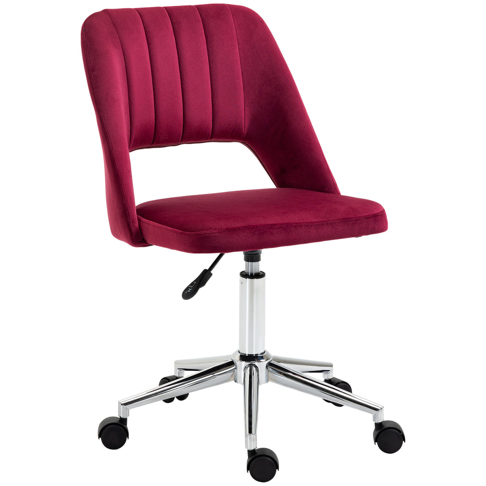 Red velvet mid-back office chair