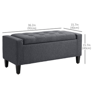 Linen storage ottoman bench with tufted pattern