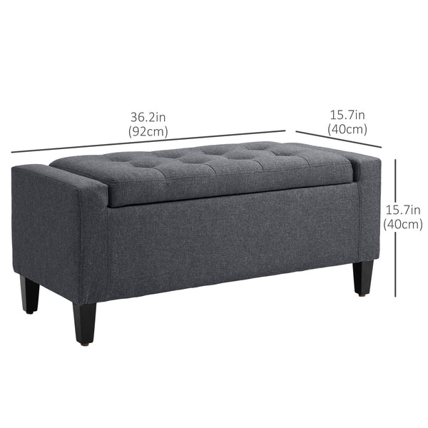 Linen storage ottoman bench with tufted pattern