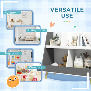 2-Tier Toy Storage with 5 Compartments, Gray