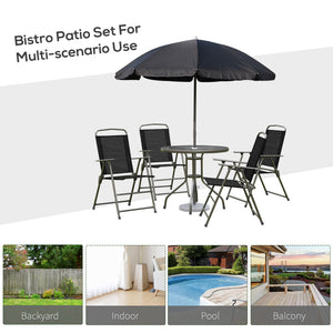6-piece outdoor dining set for 4 people with parasol