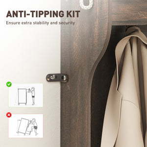 4-in-1 Hallway Unit with Bench and Shoe Rack, Dark Brown 