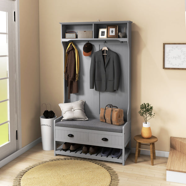 Hallway furniture with bench and shoe storage, gray