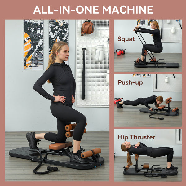 Foldable Squat Machine with Push-Up Stand, Versatile Butt Workout Equipment