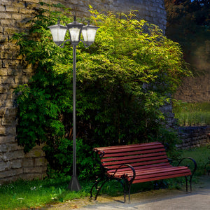 Outdoor solar street light with adjustable brightness, black