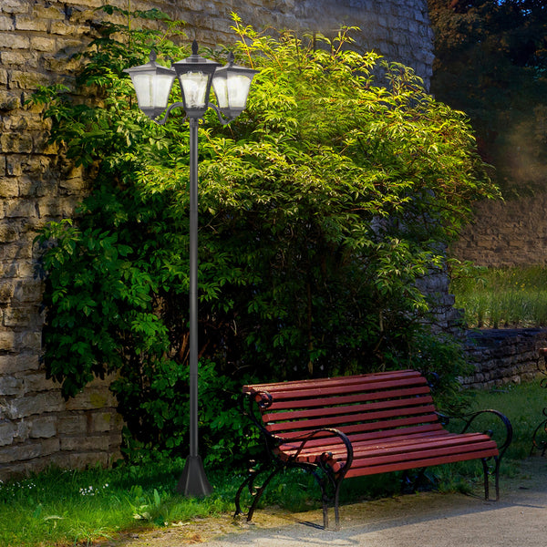 Outdoor solar street light with adjustable brightness, black