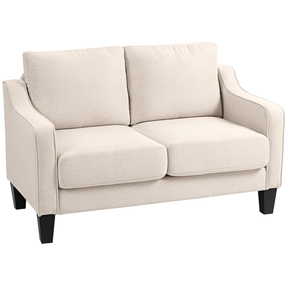 Modern sofa with pocket springs, linen upholstery, beige