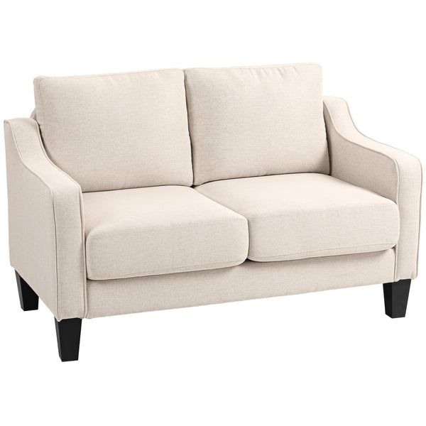 Modern sofa with pocket springs, linen upholstery, beige