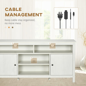 TV stand for TVs up to 55 inches with storage cupboard and shelves, white