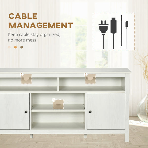 TV stand for TVs up to 55 inches with storage cupboard and shelves, white