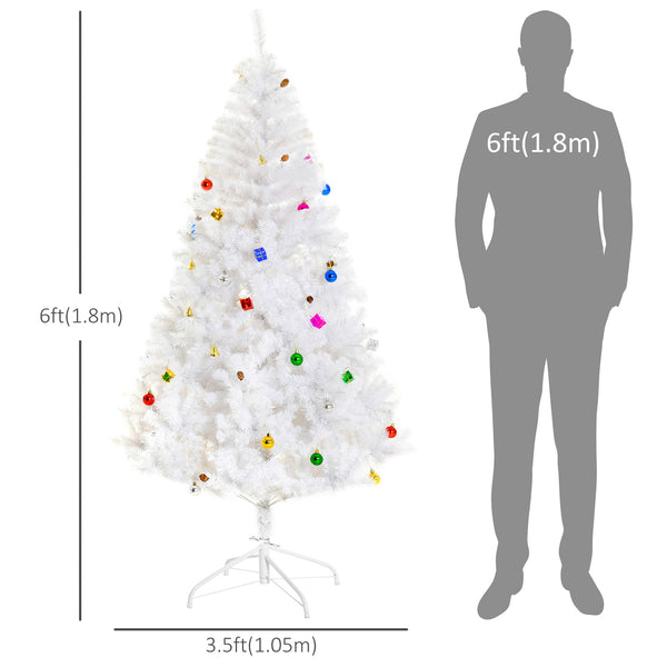 6ft White Artificial Christmas Tree with Ornament