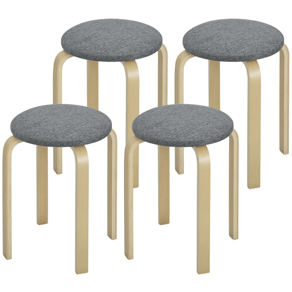 Set of 4 stackable wooden stools, grey