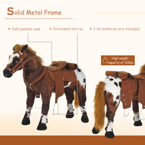 Ride-on horse with neighing, soft padding, brown