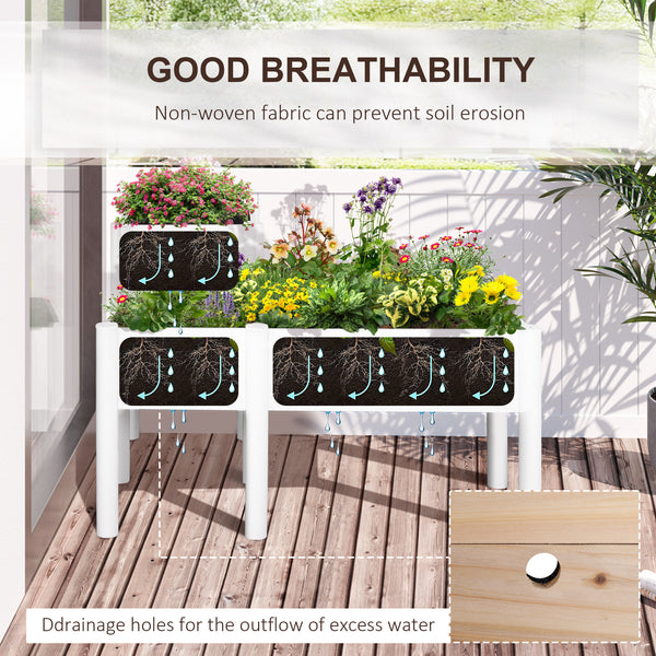 Raised planter with legs and non-woven lining