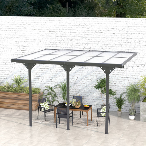 10 x 12 pergola with rigid polycarbonate roof, adjustable height, grey