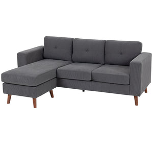 Sectional sofa with convertible chaise longue, dark gray