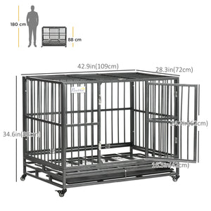 Sturdy steel cage with wheels, grey
