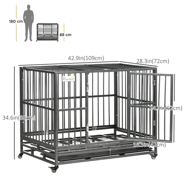 Sturdy steel cage with wheels, grey