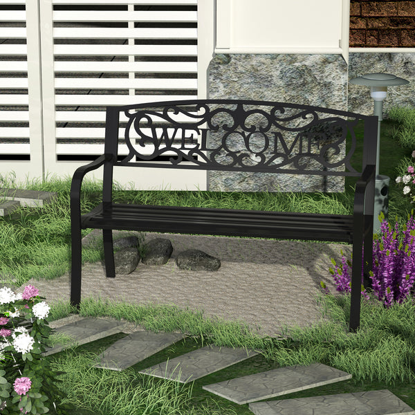 2-seater metal garden bench