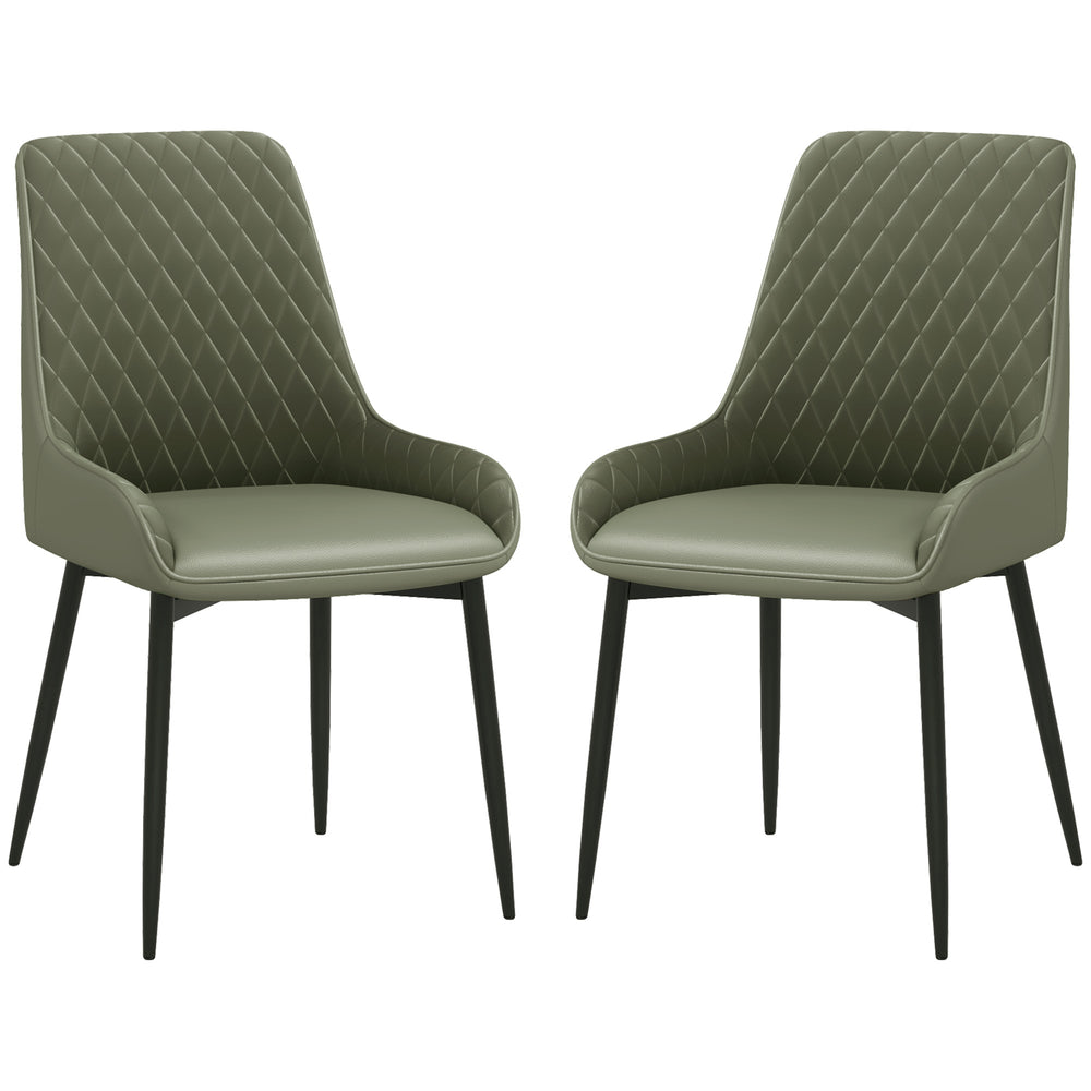 Set of 2 green upholstered kitchen chairs