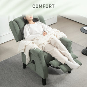 Vibration Massage Recliner Chair with Extendable Footrest, Remote Control, Dark Green