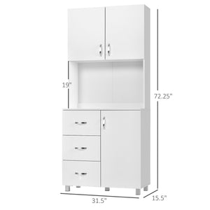 Freestanding Kitchen Buffet with Built-In Storage, White
