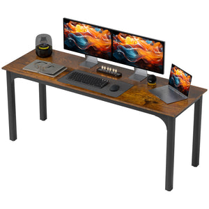 Computer desk with metal legs, rustic brown