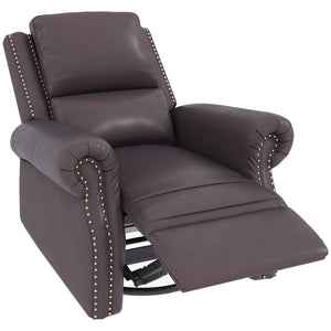 PU Leather Rocking Swivel Recliner Chair with Backrest, Brown