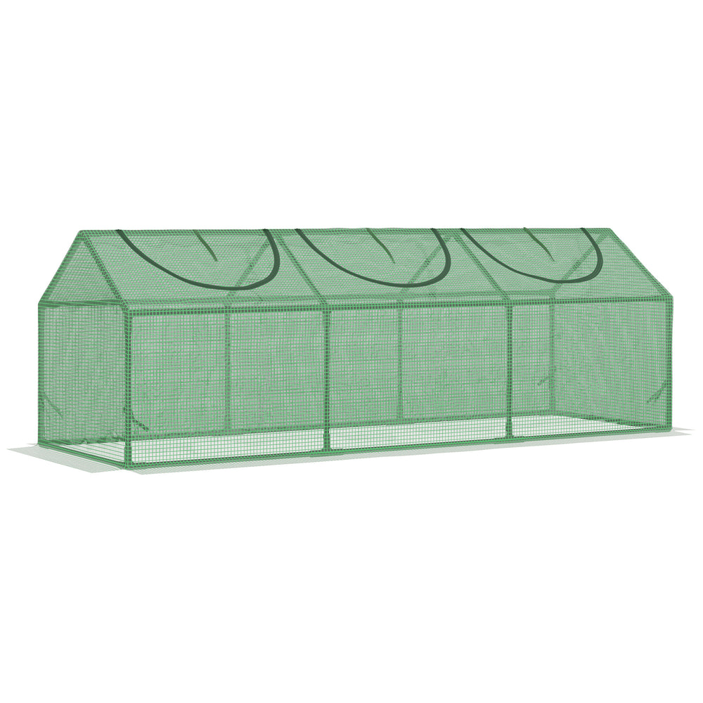 Portable mini tunnel greenhouse with 3 windows