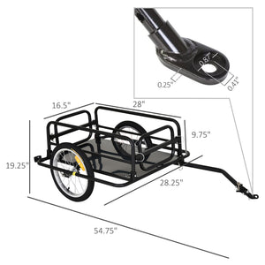 Folding cargo trailer for bicycle, black