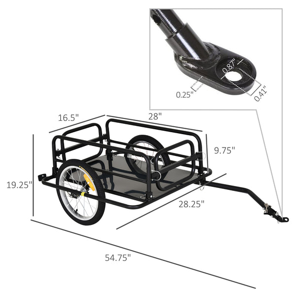 Folding cargo trailer for bicycle, black