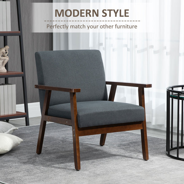 Accent chairs with linen upholstered seat, dark grey