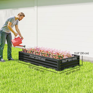 Reinforced galvanized raised planter with open bottom, dark grey
