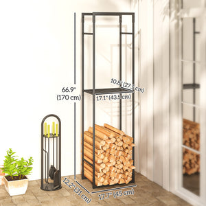 Log rack with adjustable shelf