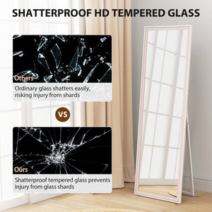 Rectangular mirror with frame, white and pink