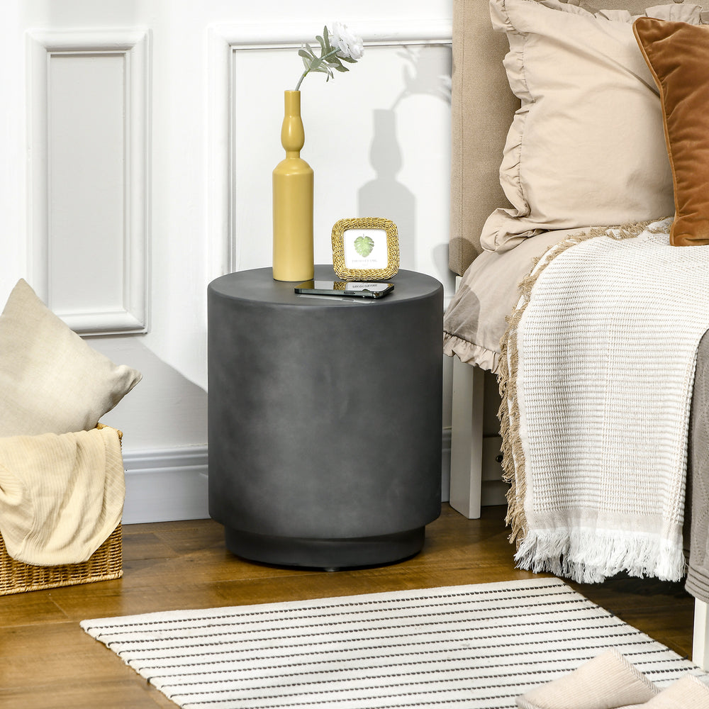 Round Terrazzo Finish Side Table, Anthracite Grey